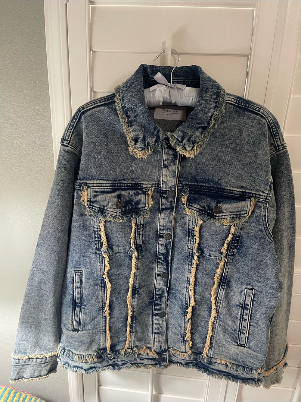 Noisy May Distressed Light Blue Denim Jacket